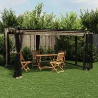 vidaXL Pavillon pratique avec parois en filet Taupe 4x3 m Acier - Pavillons & Tentes de réception ,design Möbel 3564511 1parcel