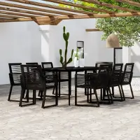 Prolenta Maison Exclusive - Ensemble de salle à manger de jardin 9 pièces noir