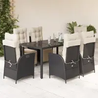 Prolenta Maison Exclusive - Ensemble à manger de jardin coussins 7pcs Noir Résine tressée