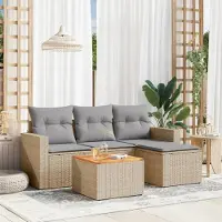 Prolenta Maison Exclusive - Salon de jardin avec coussins 5pcs mélange beige résine tressée