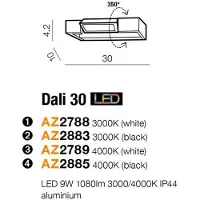Azzardo Luminaire LED inclinable pour salle de bains au-dessus du miroir Dali, Variante : 300 x 42 x 100 mm, 9 W, 1080 lm, 4000K, noir