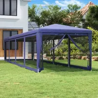 Prolenta Maison Exclusive - Chapiteau de réception avec 10 parois latérales en filet, bleu, 3 x 12 m, HDPE