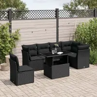 Prolenta Maison Exclusive - Salon de jardin 7 pcs avec coussins noir résine tressée