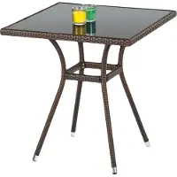 Halmar | table de balcon - table de jardin - mobile - plateau en verre - design élégant - durable et fonctionnel