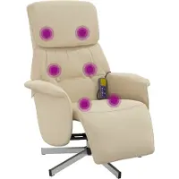 Syfax Fauteuil inclinable de massage avec repose-pieds crème tissu