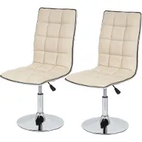 Mendler Lot de 2 chaises de séjour ou de salle à manger HWC-C41, style rétro, similicuir crème