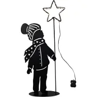 Spetebo Décoration LED en métal ENFANT AVEC ÉTOILE - 60 cm / 44 LED - pile et minuterie pour intérieur et extérieur