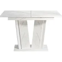 Mirjan 24 Table de cuisine extensible 120x80 cm FERDEK 2 - marbre clair / blanc brillant