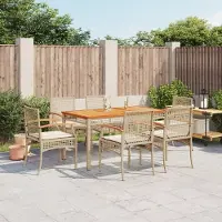 Prolenta Maison Exclusive - Ensemble à manger de jardin et coussins 7 pcs beige poly rotin
