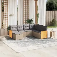 Prolenta Maison Exclusive - Salon de jardin avec coussins 7pcs mélange beige résine tressée