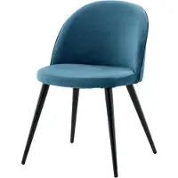 Furnlux Classic FURNLUX Dining Room Chair Velvet Blue Und Black 50cm / Couleur principale : Bleu / Dimensions : 50 x 57 x 77 cm