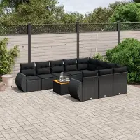 Prolenta Maison Exclusive - Salon de jardin 11 pcs avec coussins noir résine tressée
