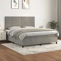 Prolenta Maison Exclusive - Sommier à lattes de lit et matelas Gris clair 160x200cm Velours