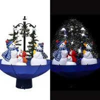 The Living Store Arbre de Noël avec neige et pied parapluie Bleu 75 cm PVC