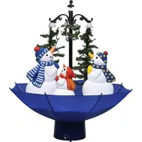 Syfax Arbre de Noël neigeux avec base de parapluie Bleu 75 cm PVC