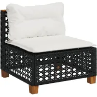 Syfax Canapé de jardin sans accoudoirs coussins noir résine tressée