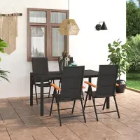 Prolenta Maison Exclusive - Ensemble de salon de jardin 5 pièces, noir et marron