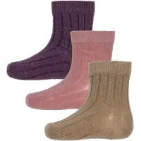 Minymo Chaussettes - Rib - 3 Pack - Orchid Haze - - 23/26 - Chaussettes