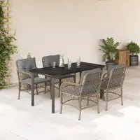 Prolenta Maison Exclusive - Ensemble à manger de jardin coussins 5 pcs mélange beige rotin