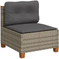 Syfax Canapé de jardin sans accoudoirs coussins gris résine tressée