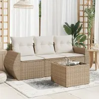 Prolenta Maison Exclusive - Salon de jardin avec coussins 4 pcs beige résine tressée