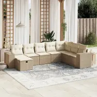 Prolenta Maison Exclusive - Salon de jardin avec coussins 8 pcs beige résine tressée