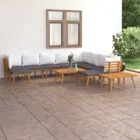 Prolenta Maison Exclusive - Ensemble de salon de jardin 12 pièces avec coussins, en bois massif d'acacia