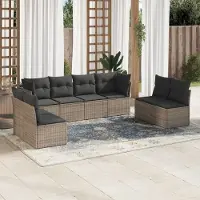 Prolenta Maison Exclusive - Salon de jardin 8 pcs avec coussins gris résine tressée