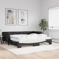 Prolenta Maison Exclusive - Canapé-lit convertible avec matelas noir 100 x 200 cm en tissu