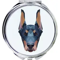 Art-Dog Dobermann I - Miroir avec photo et impression géométrique de la marque