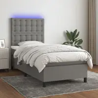Prolenta Maison Exclusive - Sommier à lattes de lit avec matelas et LED Gris foncé 80x200cm
