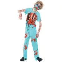 Smiffys Déguisement - Zombie Surgeon - Bleu - - 12-14 ans (152-164) - Costumes