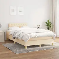 Prolenta Maison Exclusive - Sommier à lattes de lit avec matelas Crème 120x200 cm Tissu