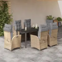 Prolenta Maison Exclusive - Ensemble à manger de jardin et coussins 7 pcs beige poly rotin