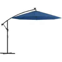 Syfax Parasol de jardin en porte-à-faux et lumières LED mât en acier