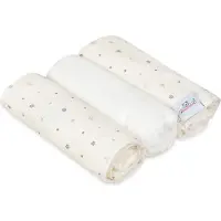 MULTITEX Couche MUSLIN DESIGN 3 pièces 70 x 80 cm Blanche à étoiles