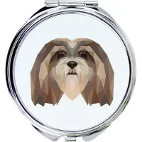 Art-Dog Lhassa Apso, Terrier de Lhassa, Chien lion - Miroir avec photo et impression géométrique de la marque