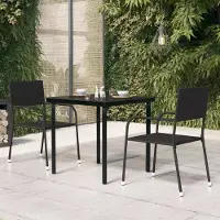 The Living Store Table à manger de jardin noire 80x80x74 cm Acier et verre