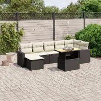 Prolenta Maison Exclusive - Salon de jardin 8 pcs avec coussins noir résine tressée