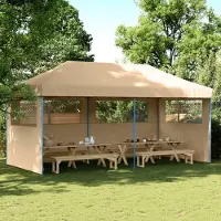 Prolenta Maison Exclusive - Tente de réception pliable Pop-Up avec 3 panneaux latéraux, beige