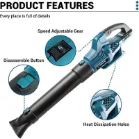 StarTech.com Souffleur de feuilles - Batterie sans balais - 6 vitesses - 8000-17000 tr/min - Débit d'air 22-40 m/s - 2 batteries incluses - Léger