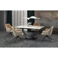 Halmar Table extensible FERNANDO marbre blanc / noir