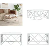 vidaXL Table basse argentée 80x80x40 cm Acier inoxydable et verre - Table basse - Tables basses - Table d'appoint - Table de salon