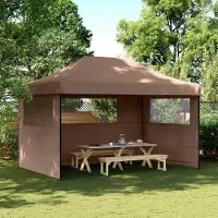 vidaXL Tente de réception simple Pop-Up pliable avec 3 parties latérales Marron - Pavillons & Tentes de réception FR6128254 1parcel