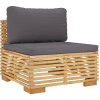 Syfax Canapé central de jardin coussins Gris foncé Bois teck massif