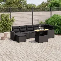 Prolenta Maison Exclusive - Salon de jardin 8 pcs avec coussins noir résine tressée