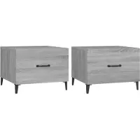 Syfax Tables basses avec pieds en métal 2 pcs Sonoma gris 50x50x40 cm