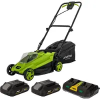 Vito Tondeuse à gazon 20V - 2 Batteries lithium 2.0Ah Chargeur double Bac 30L Gazon 300m2