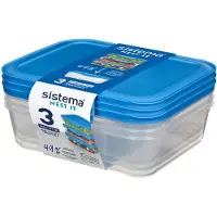 SmartaSaker Boîtes de rangement - 3 Pack - Nest It - 1,5 L - Bleu - - UneTaille - Boîte à Repas
