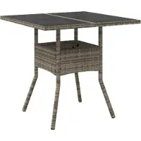 Syfax Table de jardin dessus en verre gris 80x80x75 cm résine tressée